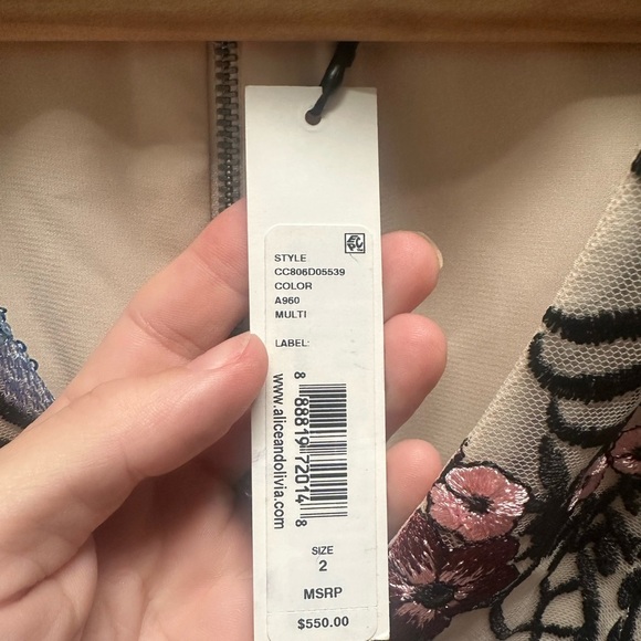 Blue and Red Plunge Neck A-line Midi Dress - Picture 6 of 10